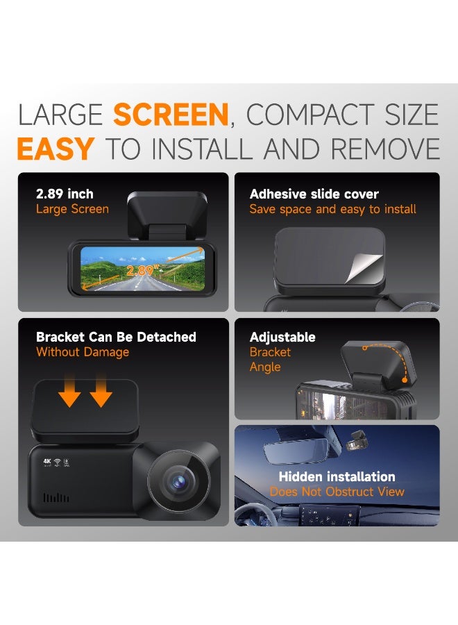 High and low temperature resistant 4K recorder with 2.89-inch large screen + WiFi connectivity, includes a free 64G high-speed memory card. - Image 5